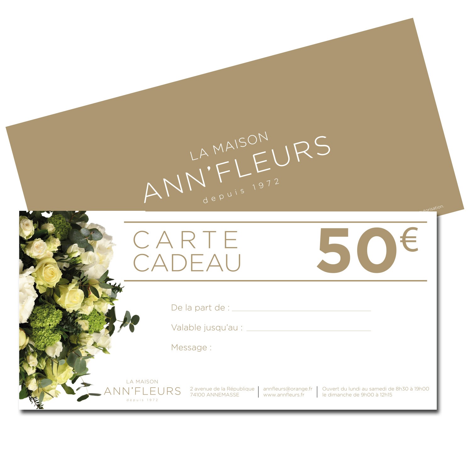 Carte cadeau d'un montant de 50 euros cumulable